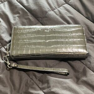Michael Kors Metallic Croc-Embossed Wristlet